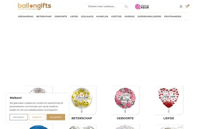 Screenshot of ballongifts.nl