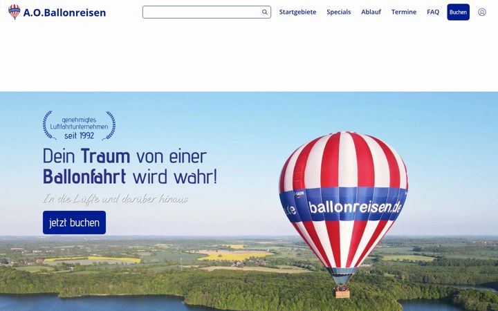 Snímek obrazovky ballonreisen.de