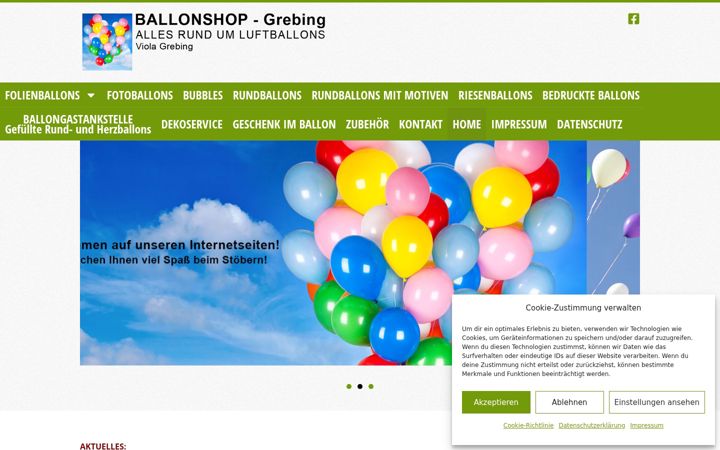 Snímek obrazovky ballonshop-grebing.de