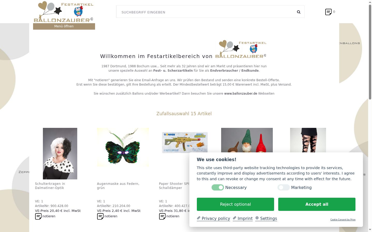 Ekrānuzņēmums ar piekrišanas baneri, kas tika rādīts pirms jebkādas mijiedarbības