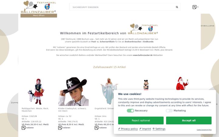 Screenshot of ballonsundfestartikel.de