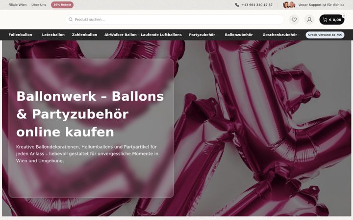 Skärmbild av ballonwerk.at