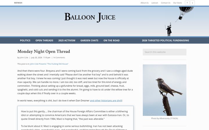 Screenshot of balloon-juice.com
