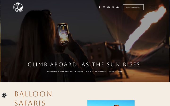 Screenshot of balloon-safaris.com