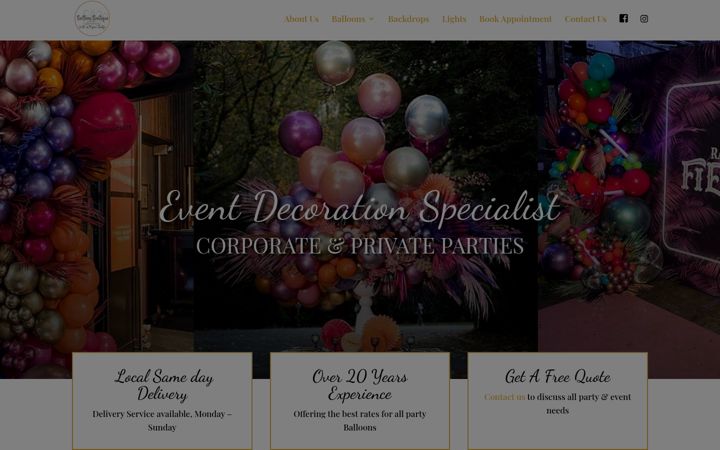 Screenshot of balloonboutiqueevents.co.uk