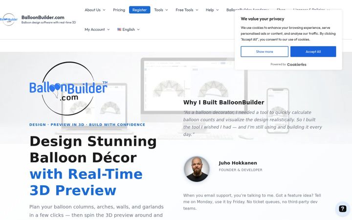 Screenshot of balloonbuilder.com