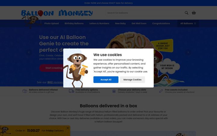 Posnetek zaslona balloonmonkey.co.uk