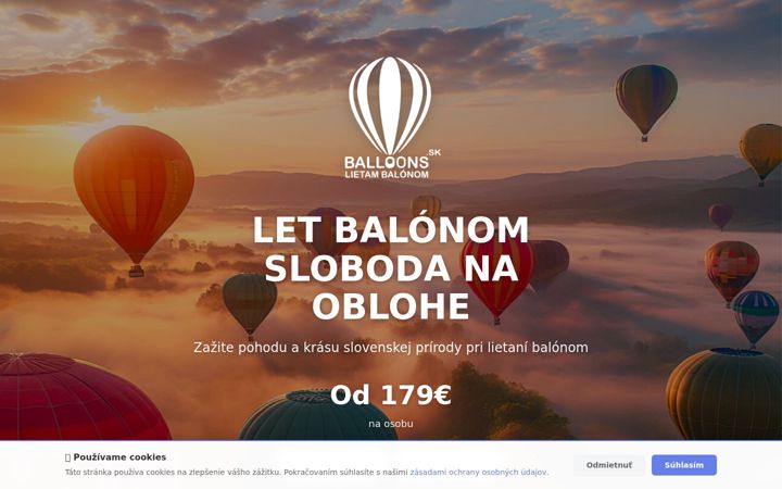 Snímek obrazovky balloons.sk