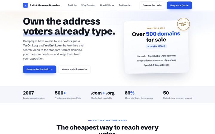 Screenshot of ballotmeasuredomains.com