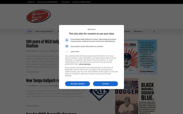 Screenshot of ballparkdigest.com