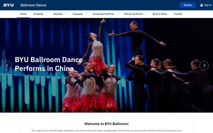 Snímek obrazovky ballroomdance.byu.edu
