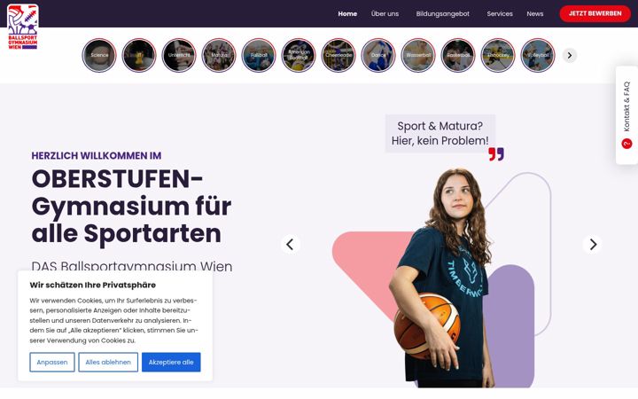 Screenshot of ballsportgymnasium.at