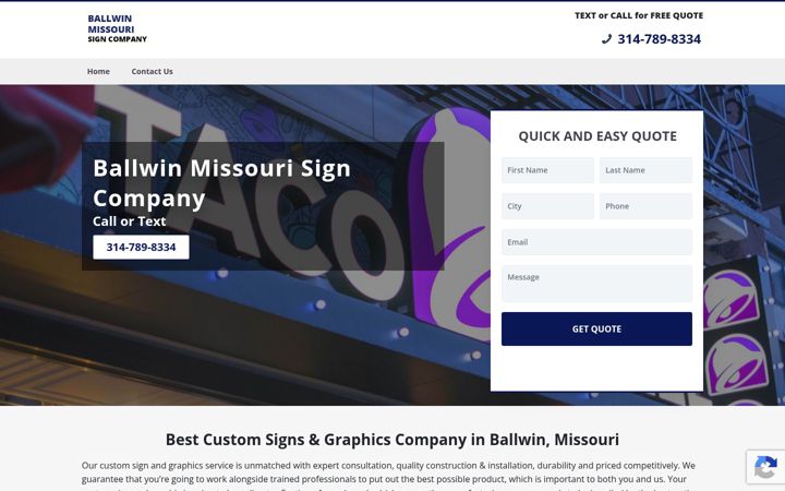 Screenshot of ballwinmissourisigncompany.com