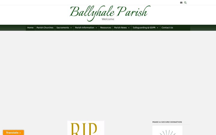 Skjermbilde av ballyhaleparish.ie