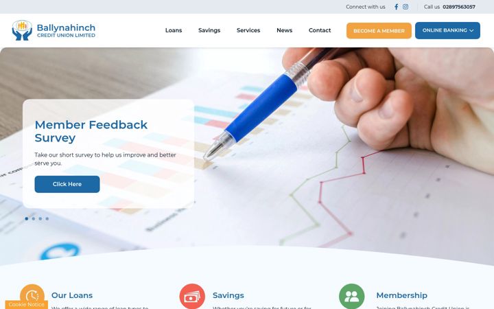 Screenshot of ballynahinchcu.co.uk