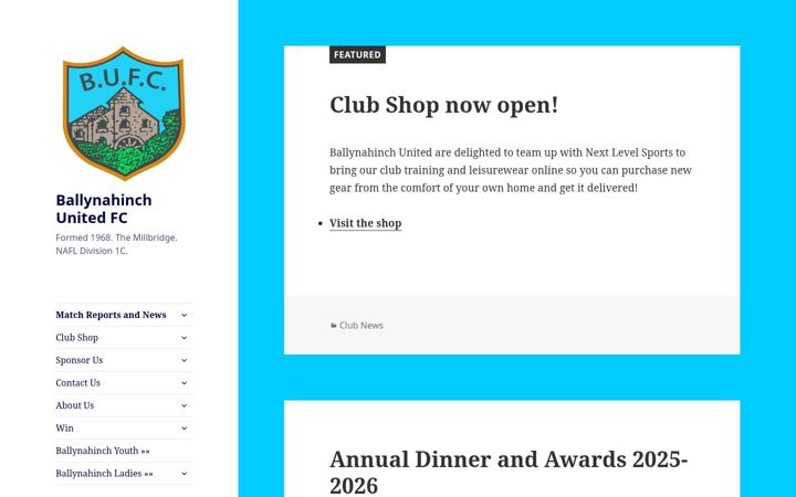 Screenshot of ballynahinchunited.com