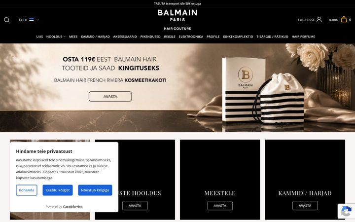 Screenshot of balmainhair.ee