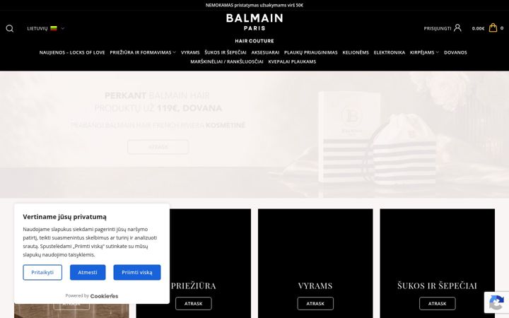 Skjermbilde av balmainhair.lt