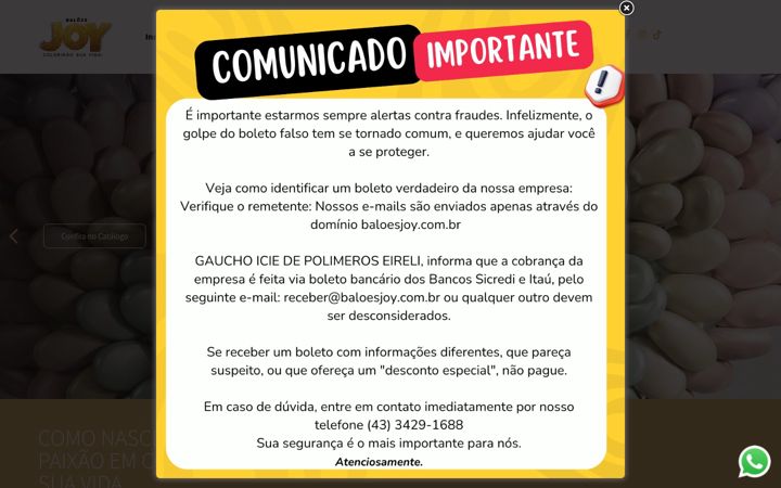 Screenshot of baloesjoy.com.br