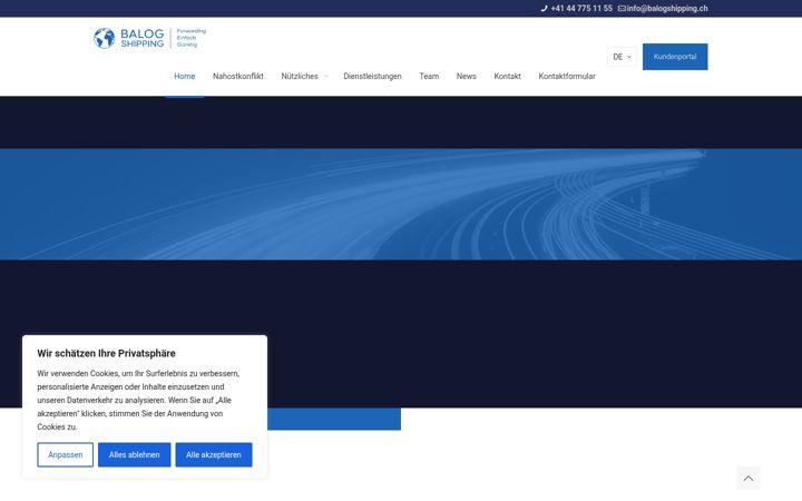 Screenshot of balogshipping.ch