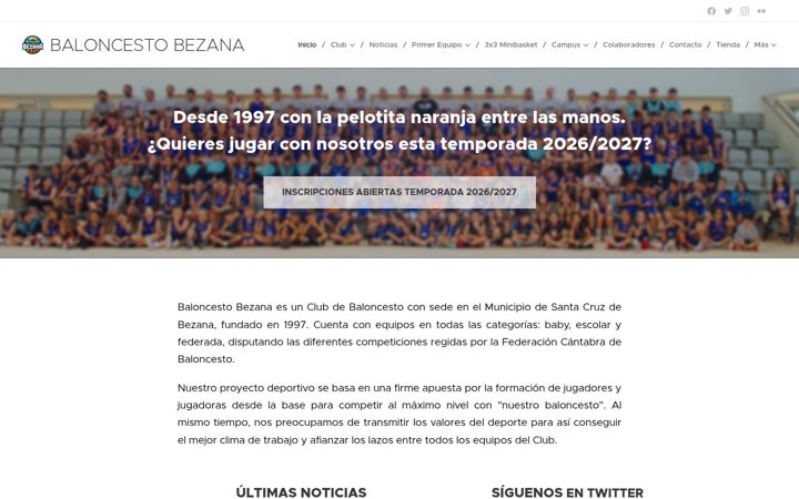Captură de ecran a baloncestobezana.es