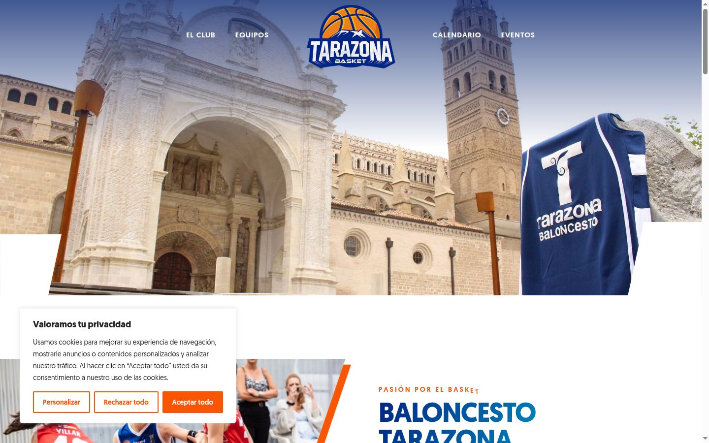 Captura de pantalla del banner de consentimiento mostrado antes de cualquier interacción
