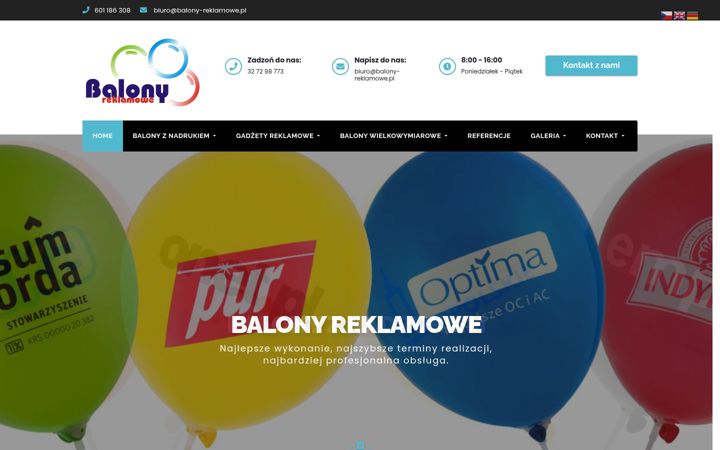 Ekraanipilt saidist balony-reklamowe.pl