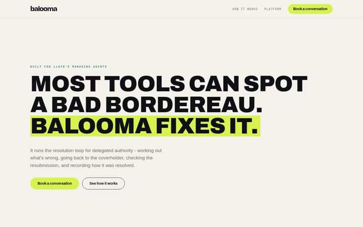 Screenshot of balooma.com
