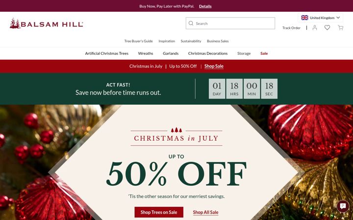 Screenshot of balsamhill.co.uk