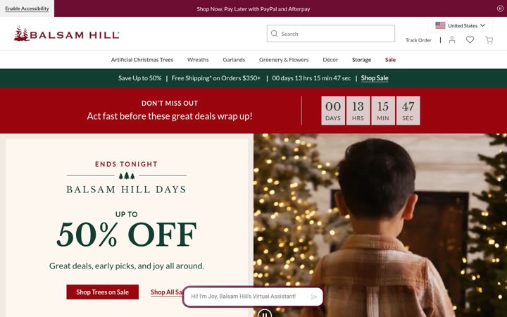 Screenshot of balsamhill.com