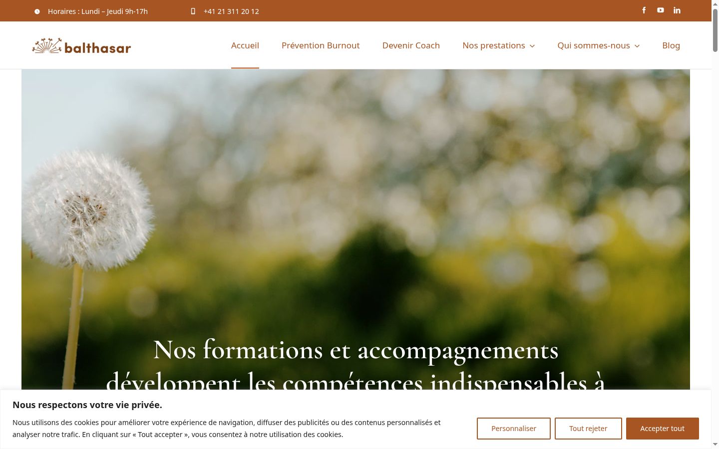 Capture d'écran de la bannière de consentement affichée avant toute interaction