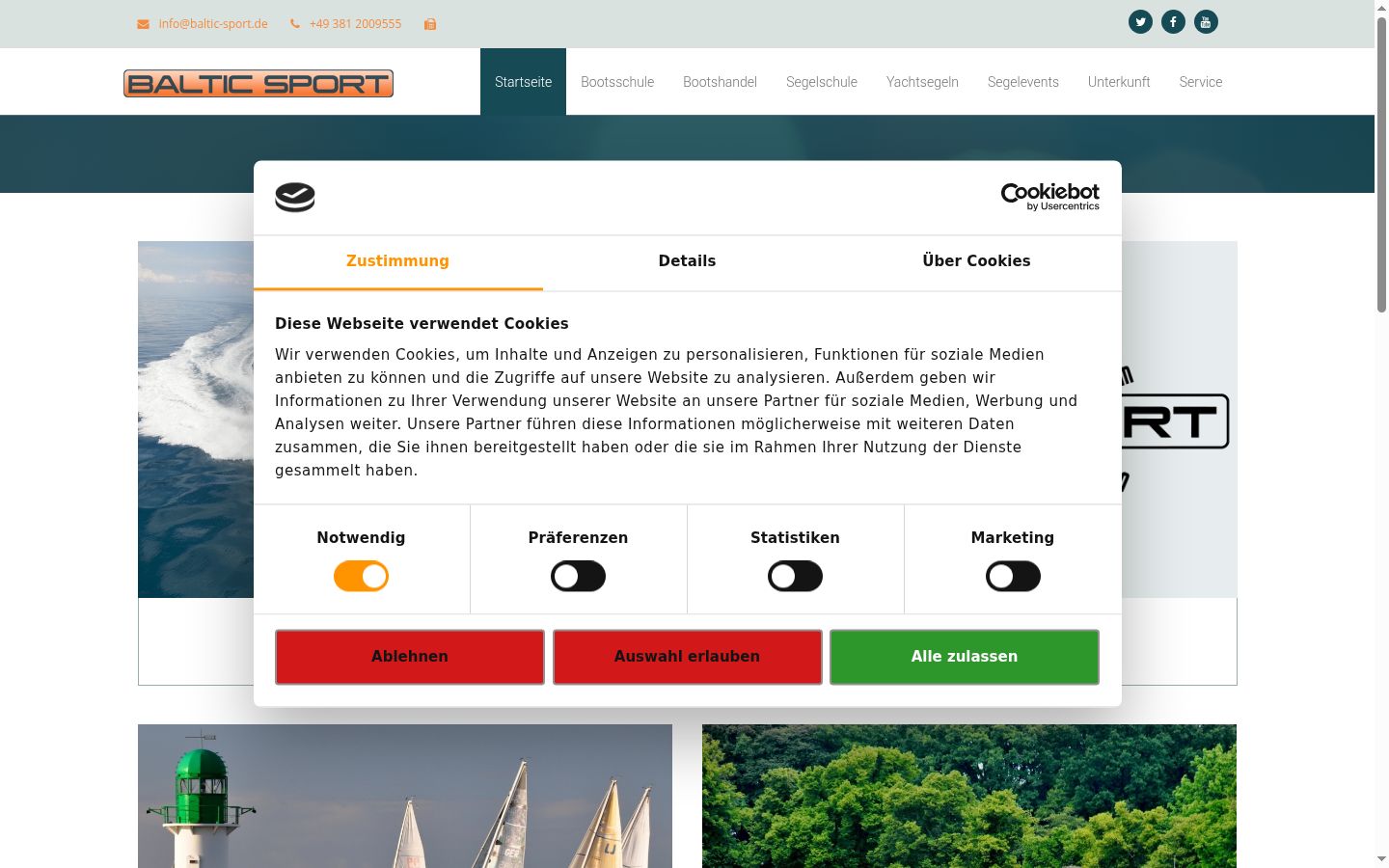 Screenshot des Einwilligungsbanners vor jeglicher Interaktion