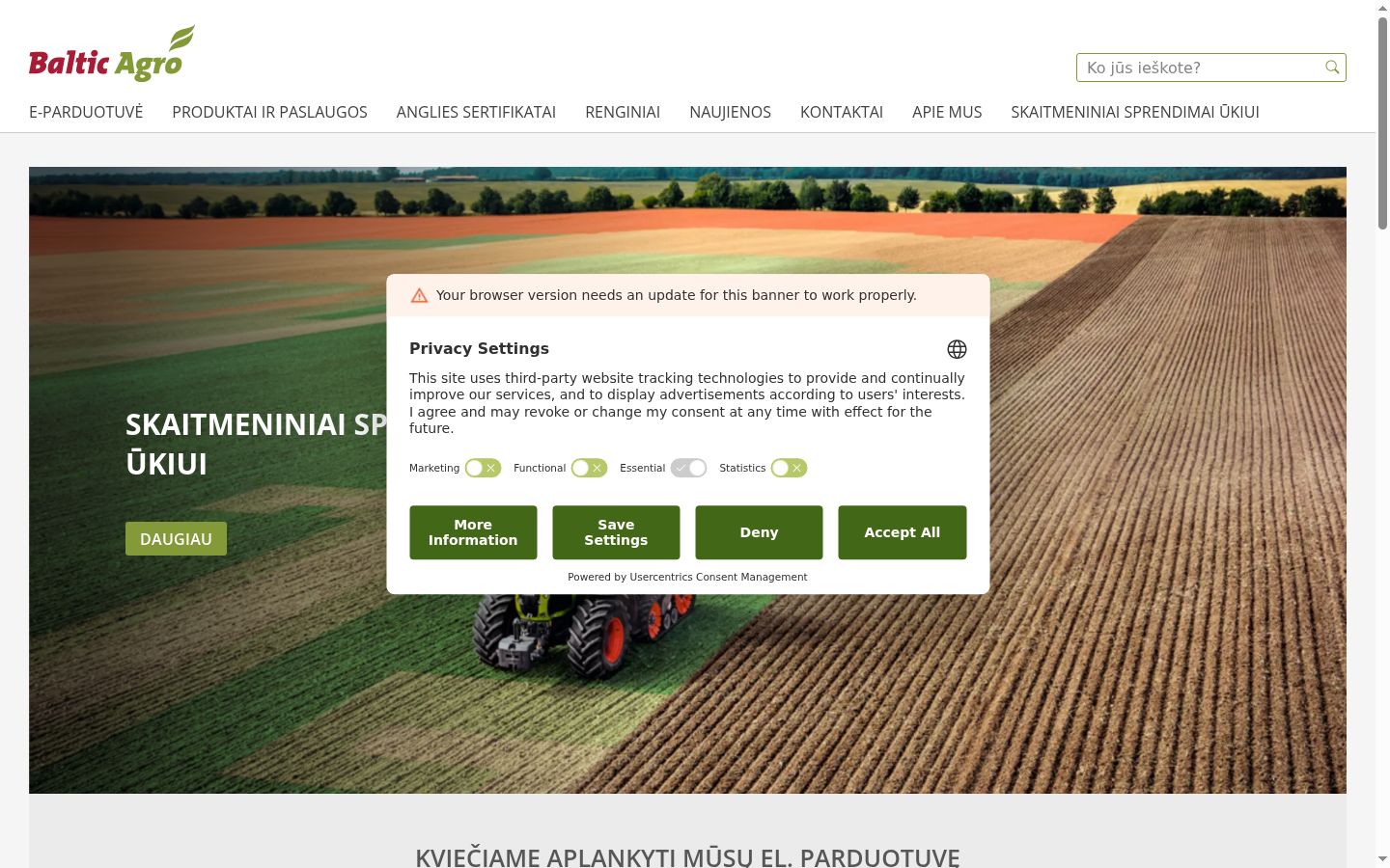Screenshot tal-banner tal-kunsens muri qabel kwalunkwe interazzjoni