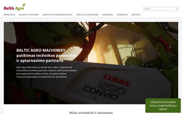 Screenshot of balticagromachinery.lt