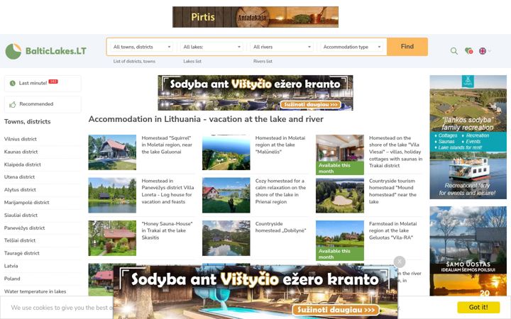 Skjermbilde av balticlakes.lt