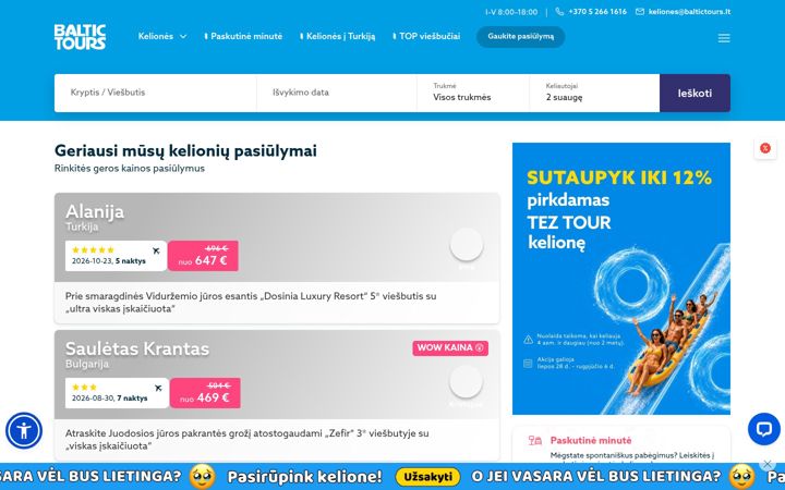 Screenshot of baltictours.lt