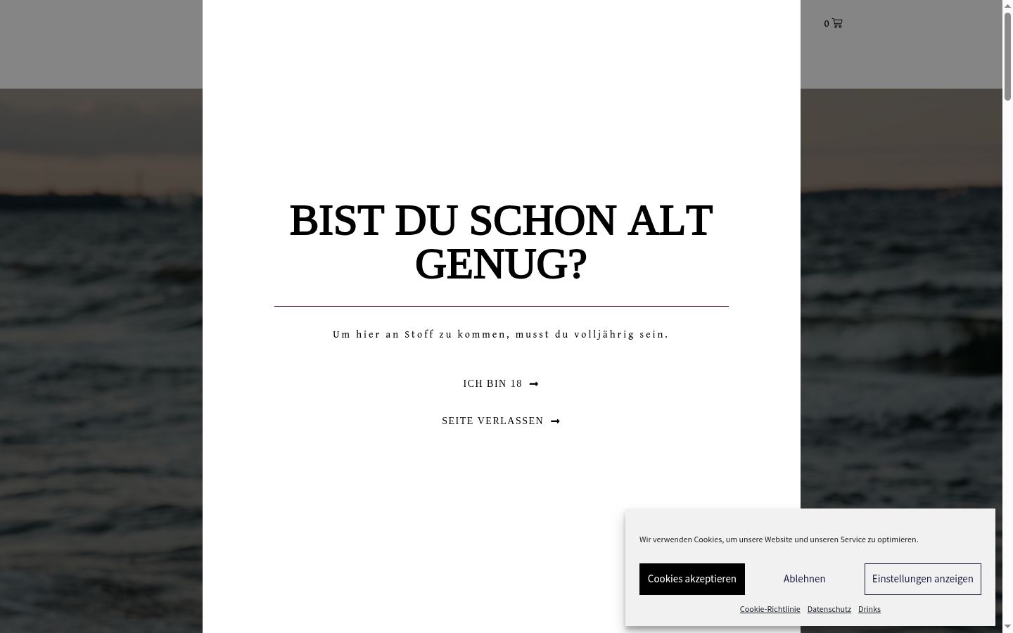 Screenshot del banner di consenso mostrato prima di qualsiasi interazione