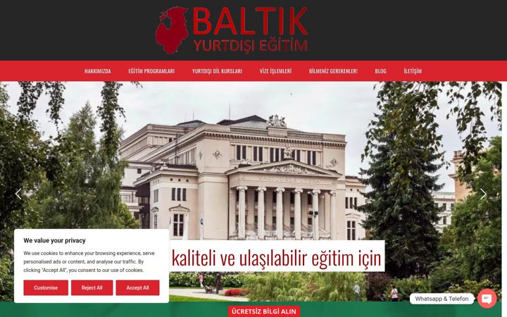 Screenshot of baltikyurtdisiegitim.com