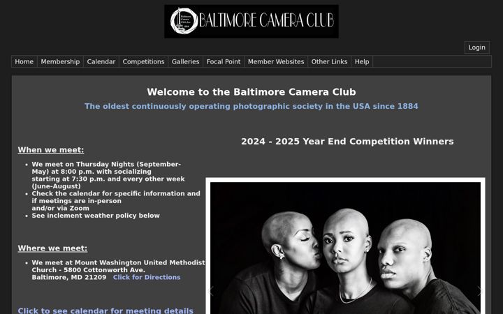 Screenshot of baltimorecameraclub.org