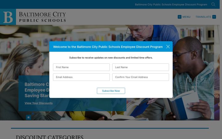 Screenshot of baltimorecityschoolsperks.com