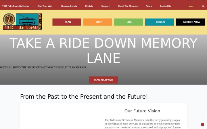 Screenshot van baltimorestreetcarmuseum.org