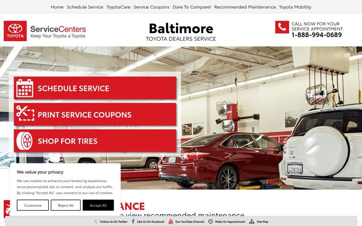Screenshot of baltimoretoyotaservice.com