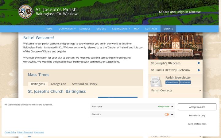 Screenshot of baltinglassparish.ie