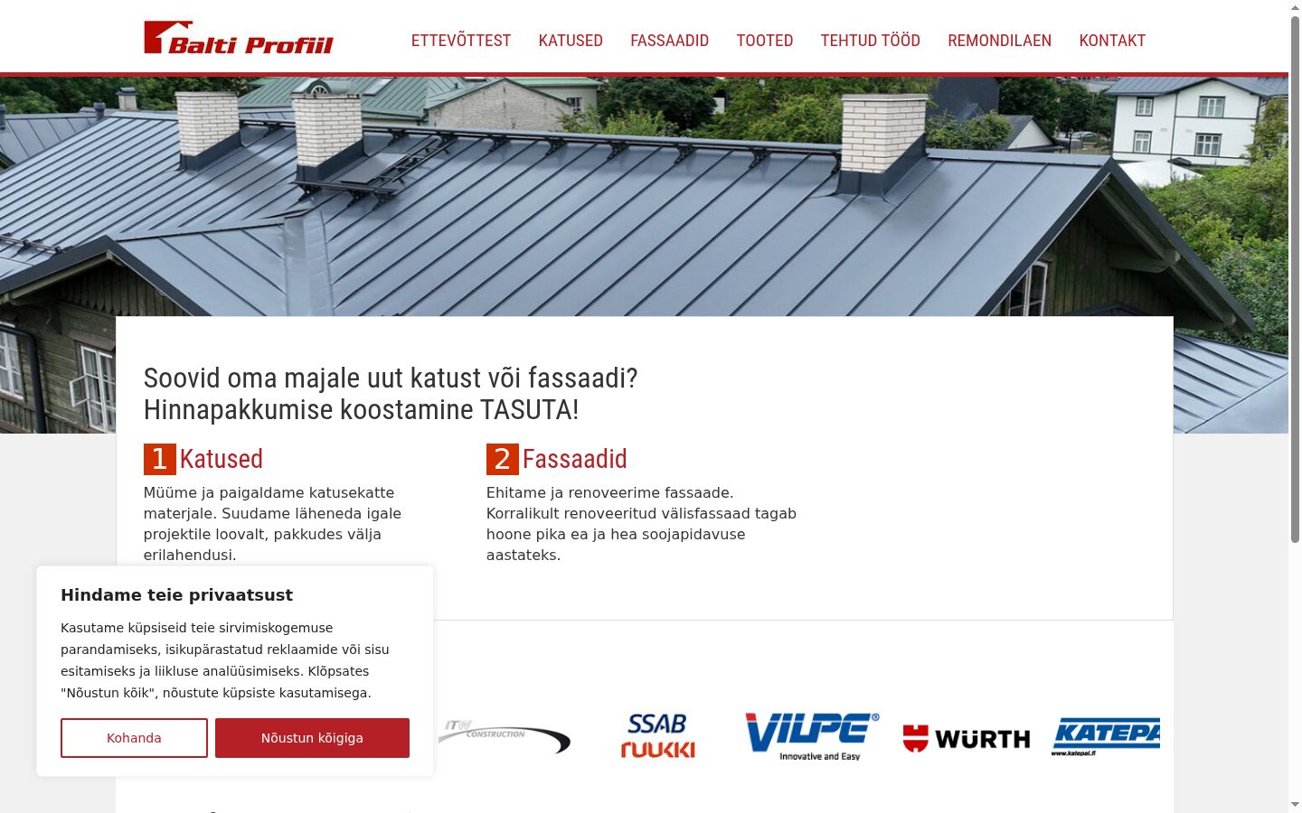 Ekraanipilt nõusolekubännerist, mida näidati enne mis tahes suhtlust