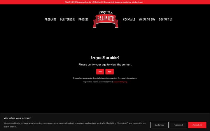 Screenshot of baluartetequila.com