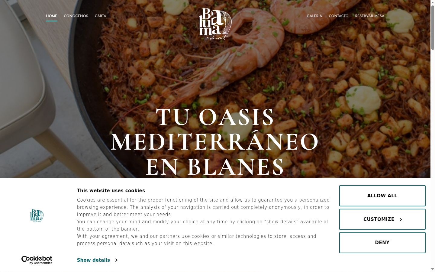 Captura de ecrã do banner de consentimento apresentado antes de qualquer interação