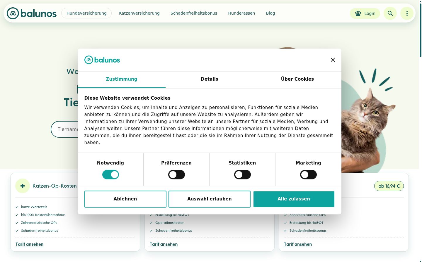 Snimka zaslona bannera za privolu prikazanog prije bilo kakve interakcije
