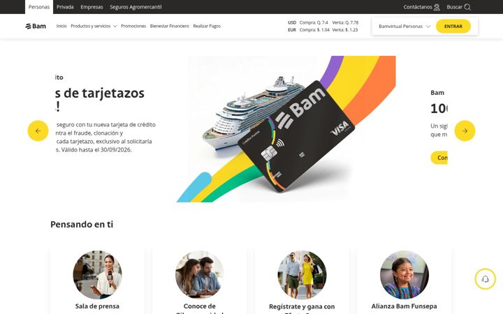 Screenshot of bam.com.gt