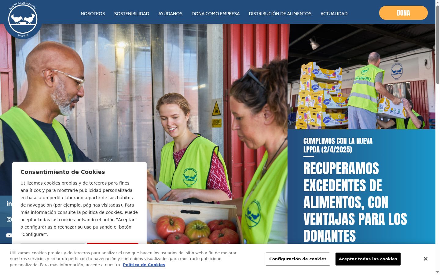 Screenshot des Einwilligungsbanners vor jeglicher Interaktion