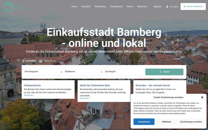 Snimka zaslona za bamberg-einkaufen.de